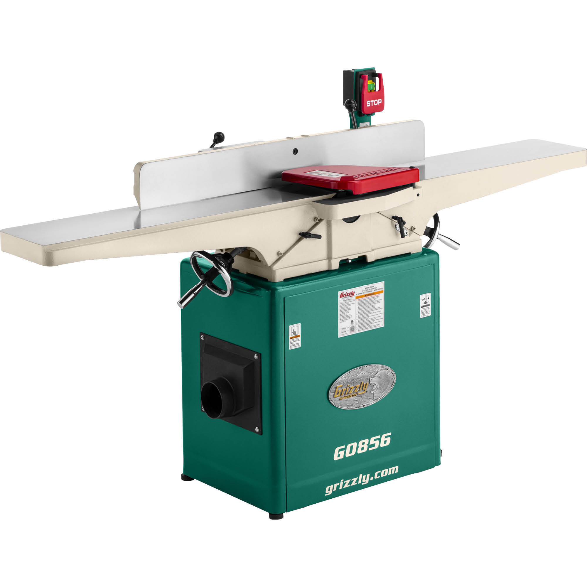 Grizzly G0856 - 8" x 72" Jointer w/ Helical Cutterhead & Mobile Base